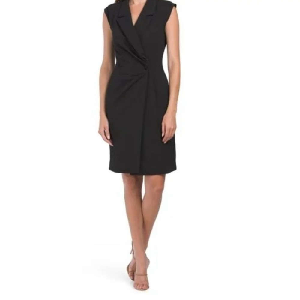 Nicole Miller NWT Black Midi Blazer Wrap Dress
